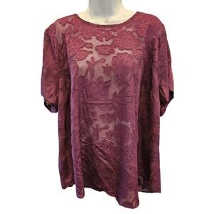 NWT Torrid Abbey Chiffon Clip Floral Red 3 3X 22 - 24 Sheer coquette whimsigoth